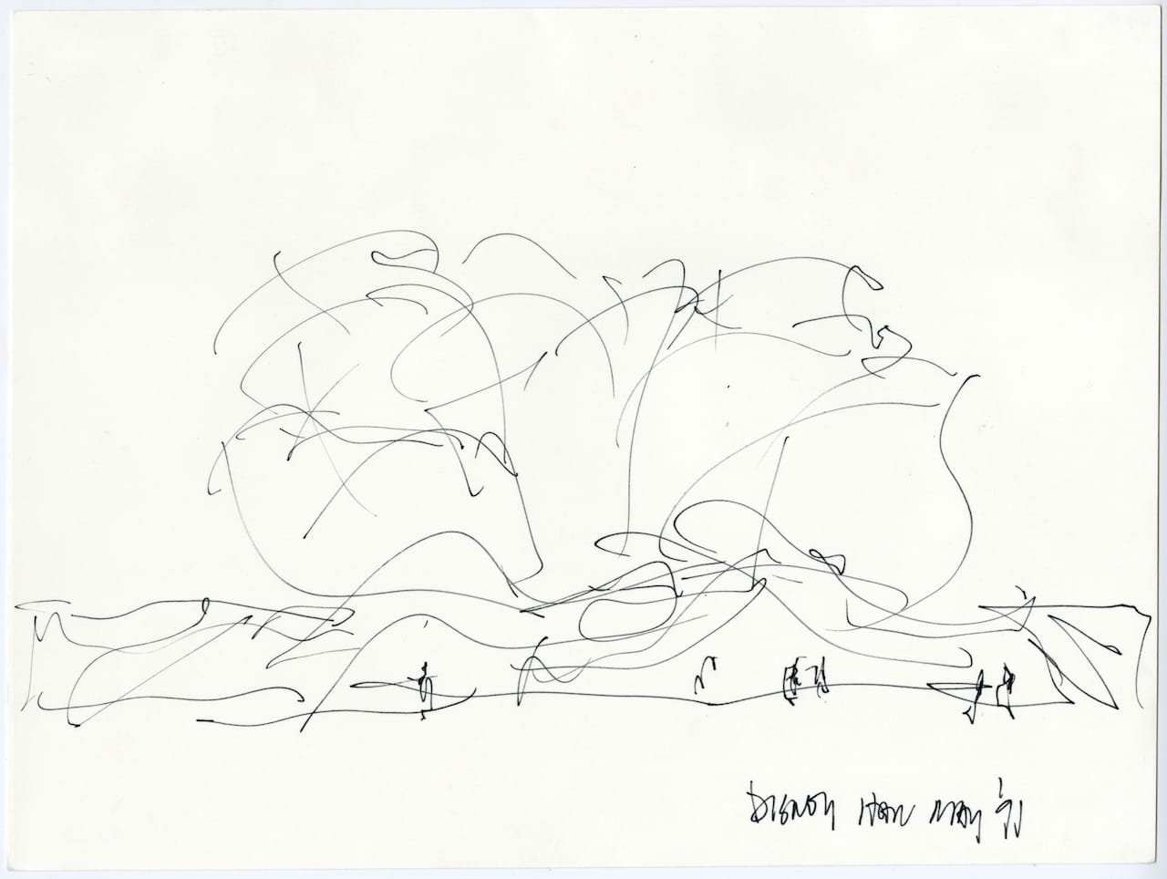 Frank Gehry, project sketch of Walt Disney Concert Hall, Los Angeles, California (1991) (collection Frank Gehry, Los Angeles © 2015 Gehry Partners, LLP, image courtesy Gehry Partners, LLP)