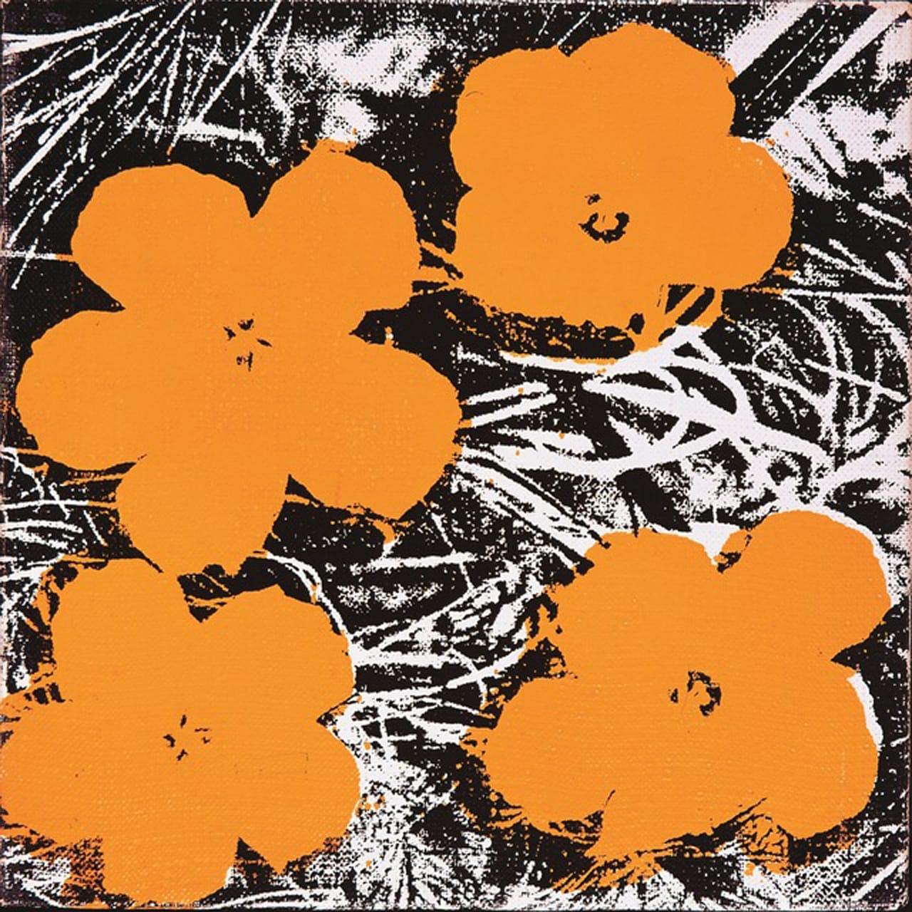 Andy Warhol, "Flowers" (1965), acrylic paint and silkscreen ink on canvas, 8 by 8 in. (© The Andy Warhol Foundation for the Visual Arts, Inc. / ADAGP, Paris 2015)