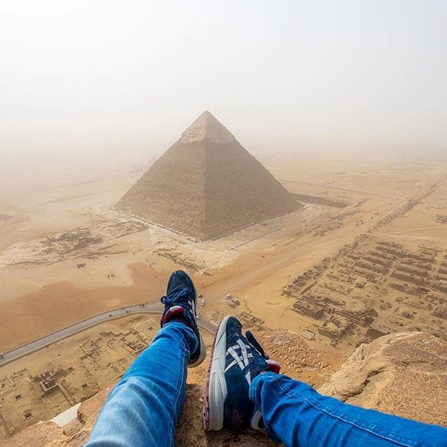 Andrej Ciesielski's view of the Pyramid of Khafre (screenshot via @andrejcie/Instagram)