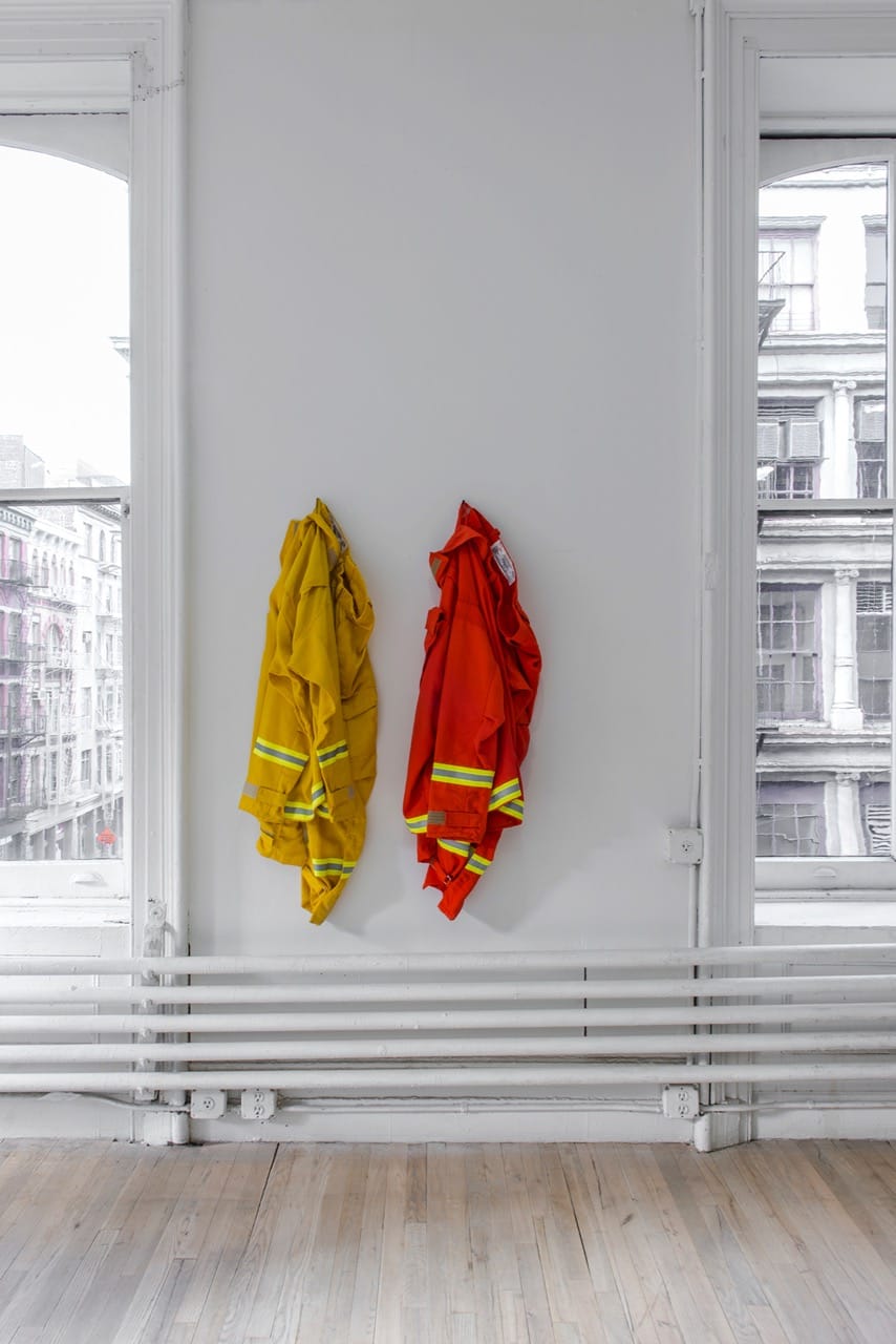 1st Defense NFPA 1977, 2011, 2016 Nomex fire suit, distributed by CALPIA 50   13   8 inches Rental at cost "The Department of Corrections shall require of every able-bodied prisoner imprisoned in any state prison as many hours of faithful labor in each day and every day during his or her term of imprisonment as shall be prescribed by the rules and regulations of the Director of Corrections." – California Penal Code § 2700 CC35933 is the customer number assigned to the nonprofit organization California College of the Arts upon registering with the CALPIA, the market name for the California Department of Corrections and Rehabilitation, Prison Industry Authority. Inmates working for CALPIA produce orange Nomex fire suits for the state's 4300 inmate wildland firefighters. Courtesy of the artist and ESSEX STREET, New York Photo: Adam Reich