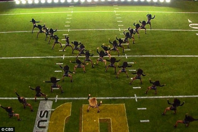 The X formation at the Super Bowl, which some people have said refers to Malcolm X (via Daily Mail)