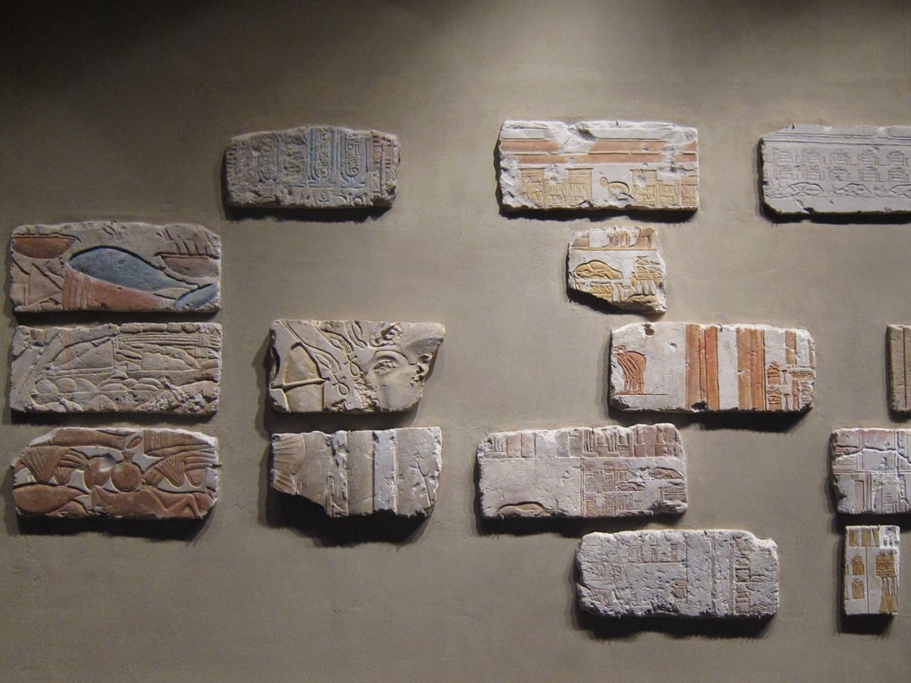 Fragments from the Temple of Dendur with traces of original paint