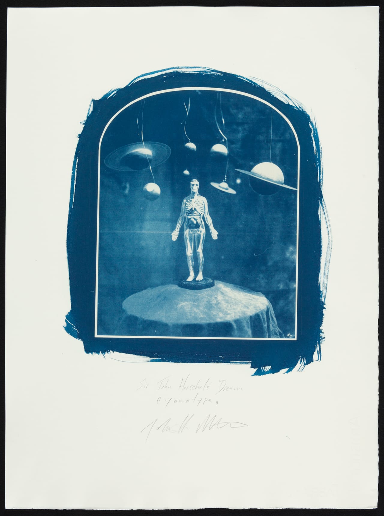 Metoyer, John; American; born 1966; Cyanotype Proof of Sir John Herschel's Dream; Recto; 2004; Photograph; cyanotype on deckled Artistico + Fabriano cream wove paper; sheet: 57.8 × 43 cm (22 3/4 × 16 15/16 in.); Worcester Art Museum; E.75.14.13; Copyrighted © John Metoyer