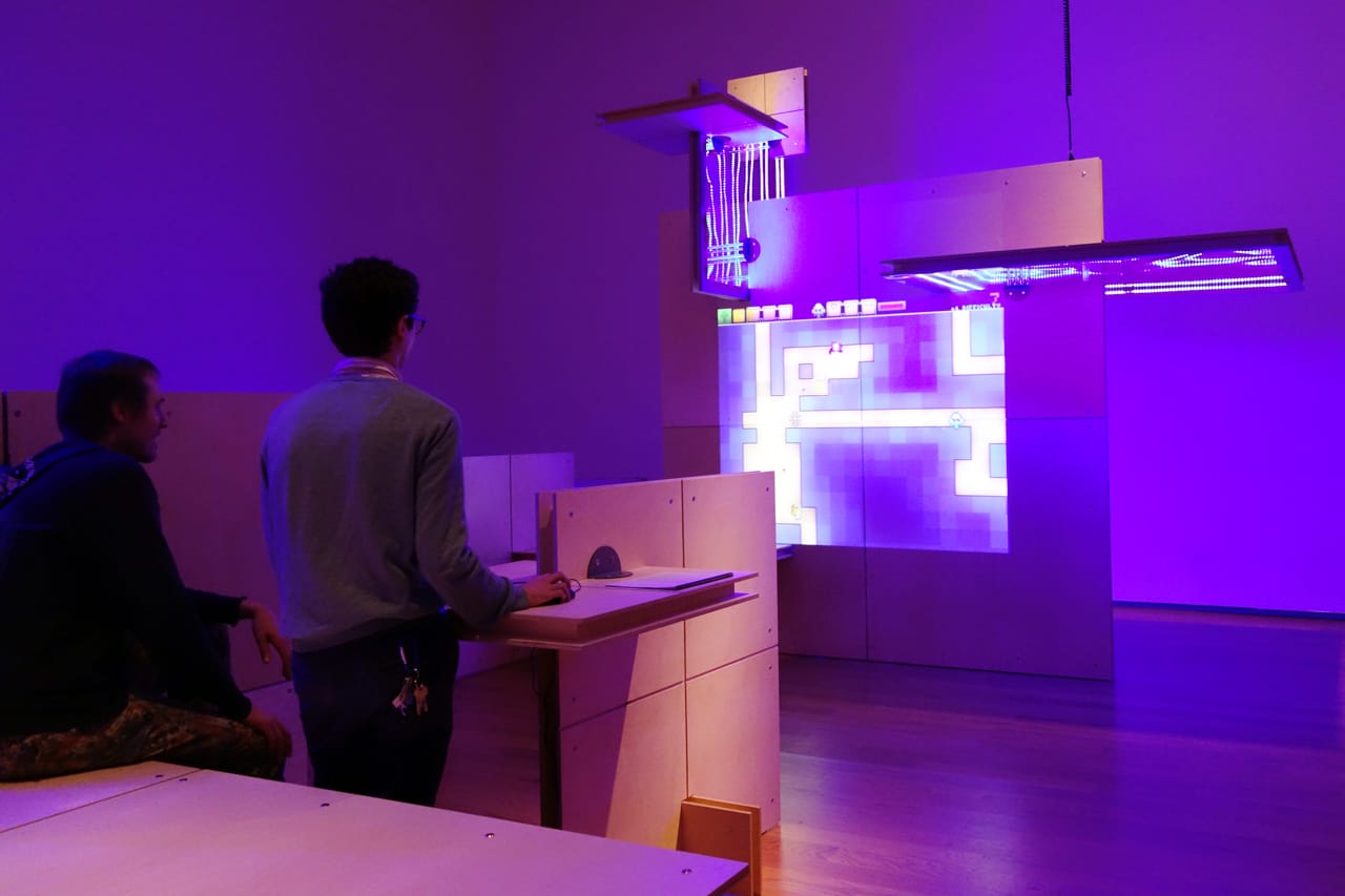 Installation view of 'The Game Worlds of Jason Rohrer' (photo by the author for Hyperallergic)