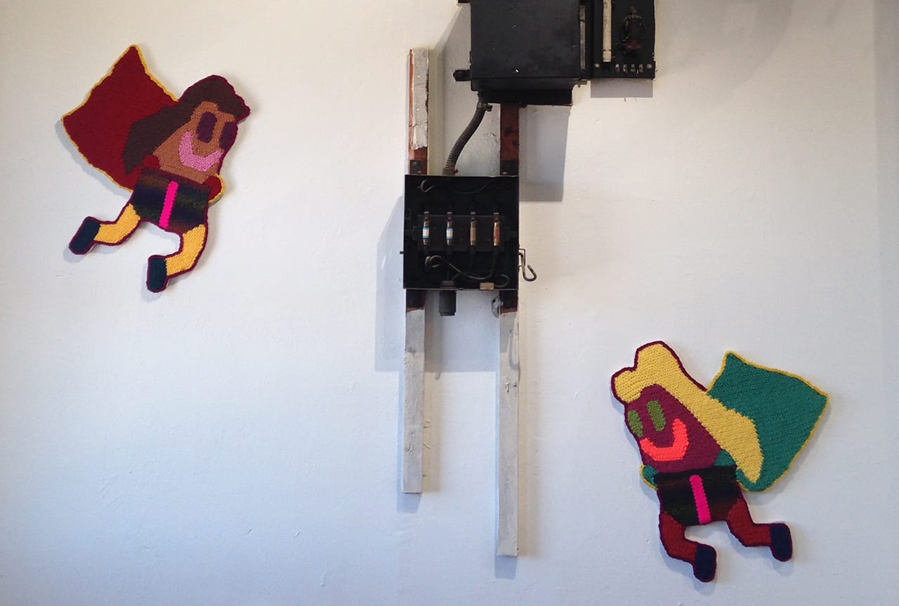 Caroline Wells Chandler, "Kathy" (2016), hand-crocheted wool, 28" x 32"; "Stacey" (2016), hand-crocheted wool, 30" x 32"