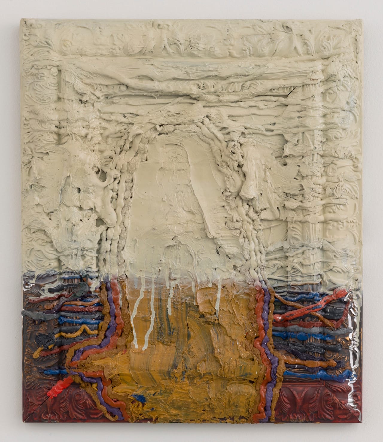 Jigger Cruz, "Masquerade" (2015), oil on canvas and wood, 24 1/2 x 20 3/4 x 1 3/4 in