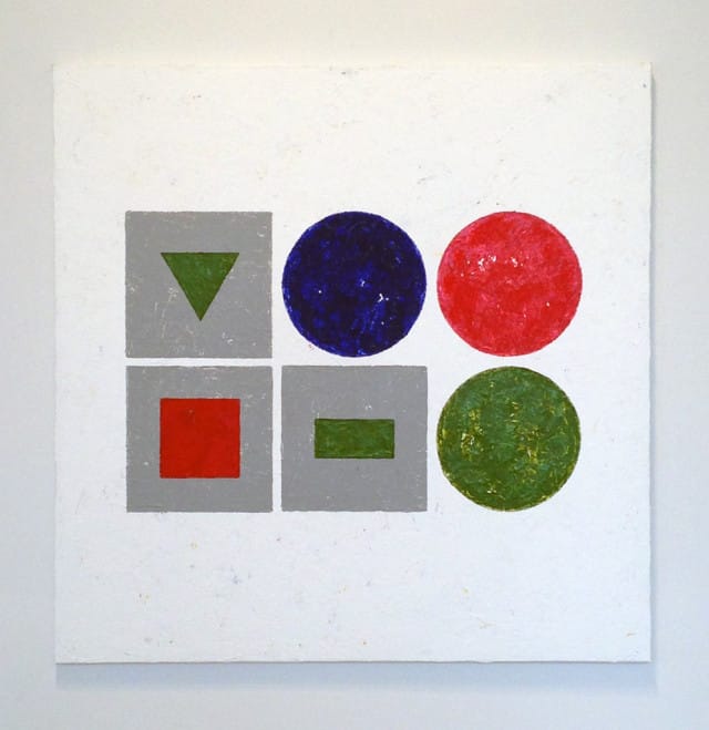 Paul D’Agostino, "Quadro" (2015), oil and acrylic on canvas 30 x30 inches (photo by the author for Hyperallergic)