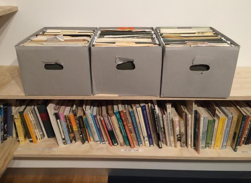 The reading room for Martha Rosler's 'Housing Is a Human Right' at the New Foundation Seattle