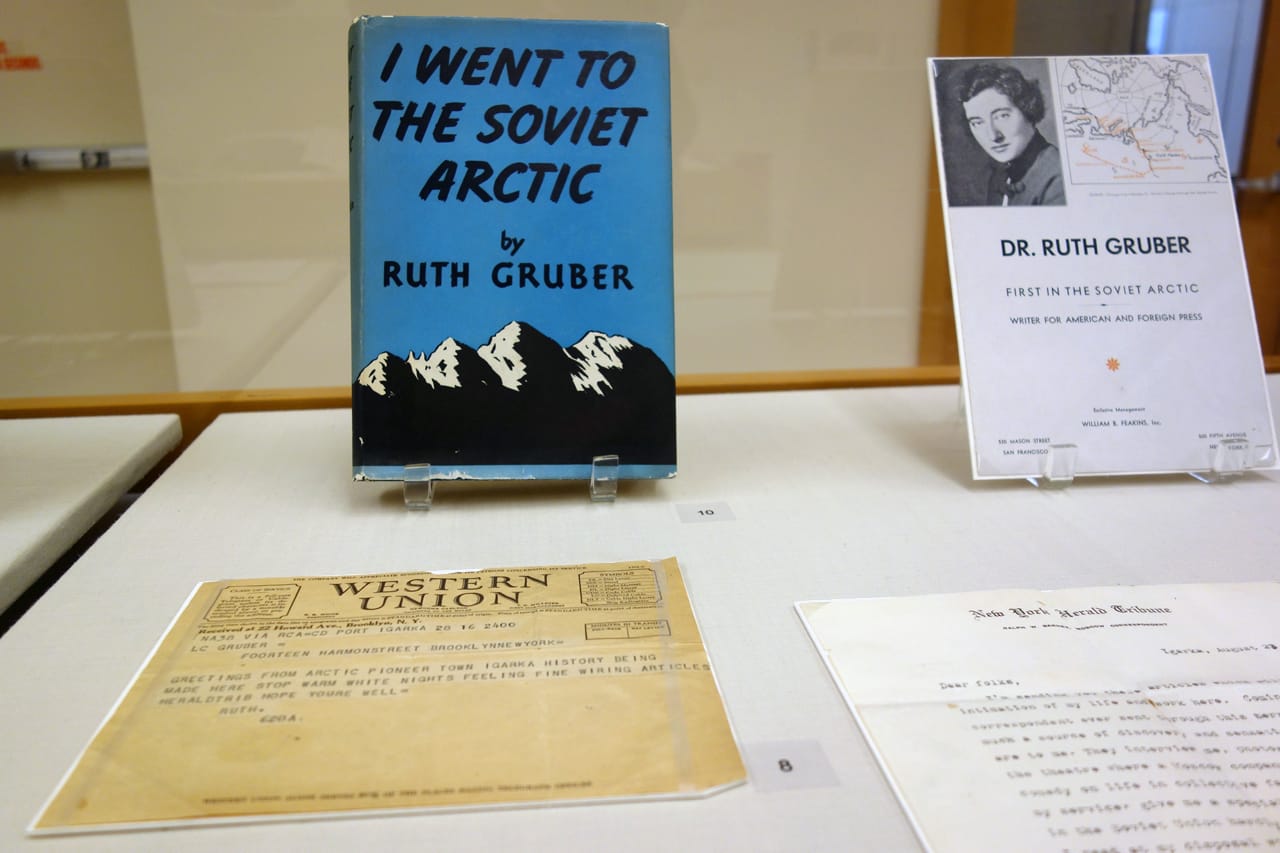 Installation view of 'Ruth Gruber, Photojournalist' at Brooklyn College Library (photo by the author for Hyperallergic)