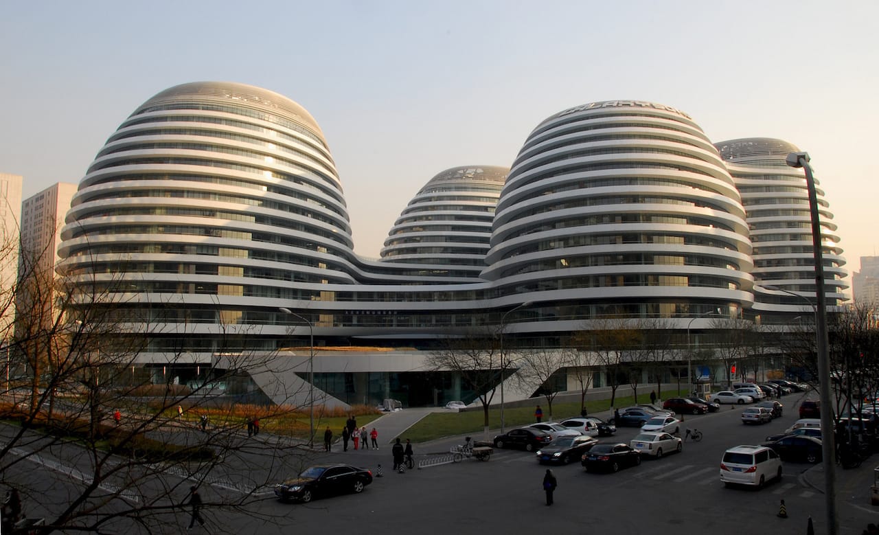 Zaha Hadid's Galaxy SOHO in Beijing (photo by Rob Deutscher via Flickr, used under CC BY 2.0 license)