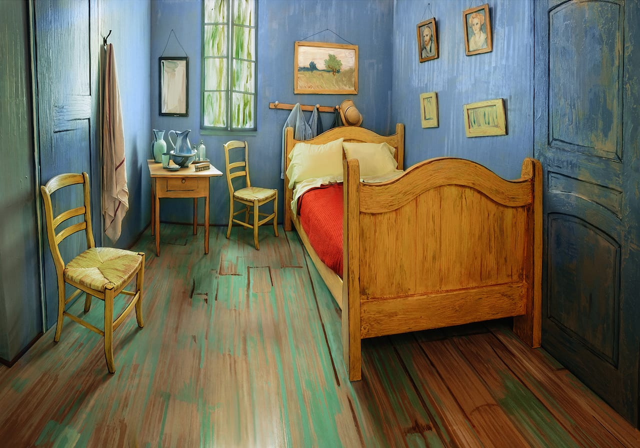 The Art Institute of Chicago’s re-creation of Vincent van Gogh’s “The Bedroom” (1889), now available for rent on Airbnb