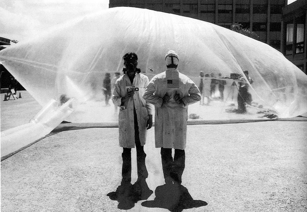 Antfarm, "Clean Air Pod" (1970) in Berkeley, California from 'Closed Worlds' at Storefront for Art and Architecture (courtesy Storefront for Art and Architecture)