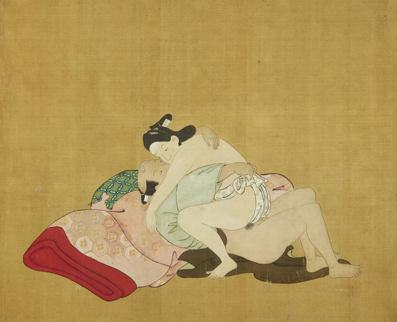 1 Miyagawa Choshun (1683-1753) - A Rare and Important Nanshoku (Male-Male) Shunga Handscroll