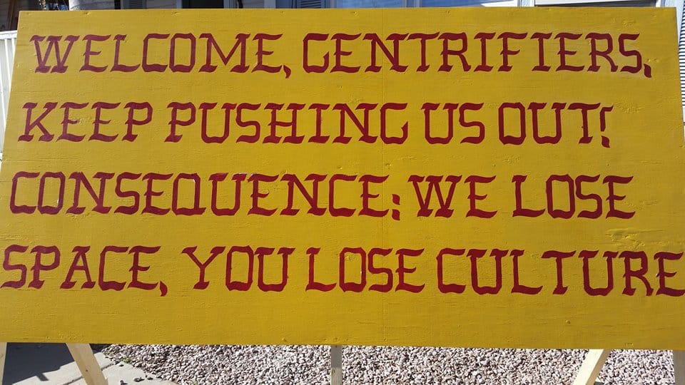 The sign that appeared outside the Meow Wolf Art Complex on opening weekend (image via Facebook)