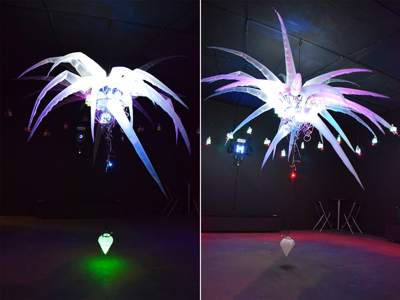 Shih Chieh Huang's installation "Disphotic Zone" in the Ronald Feldman Fine Arts booth at the 2016 Armory Show