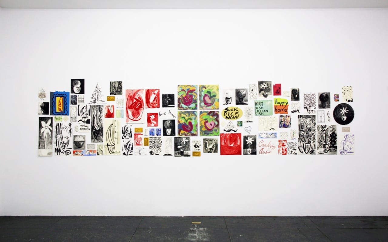 Cary Leibowitz Nearly 30 year old stuff, Flowers in vases, Bowls of fruit, Fishes on sticks, Clipper ships, Kay Ballard, Nipsey Russell, And a few cocksuckers Installation View INVISIBLE-EXPORTS, 2016