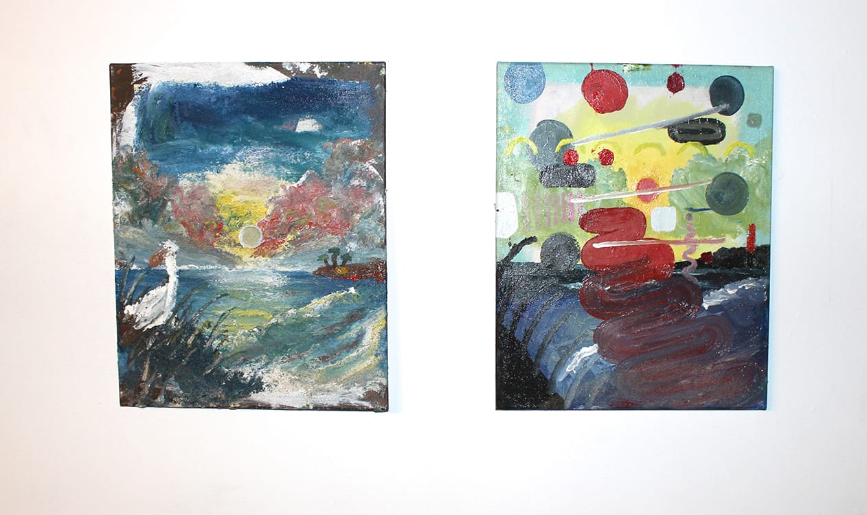 Henry Crissman and Hamilton Poe’s paired seascape paintings, on display at Trinosophes