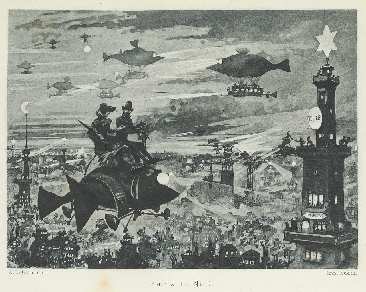 Illustration from Albert Robida's 'Le vingtième siècle [The twentieth century]' (Paris, 1880s) (courtesy Smithsonian Libraries)