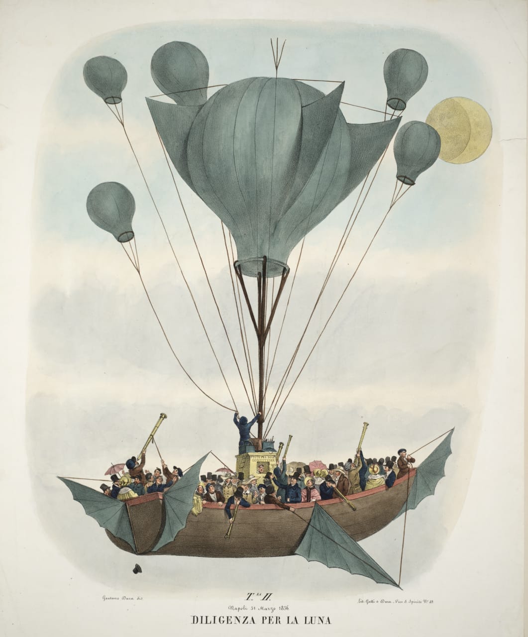 Illustration from Leopoldo Galluzzo's 'Altre scoverte fatte nella luna dal Sigr. Herschel [Other lunar discoveries from Signor Herschel]' (Naples, 1836) (courtesy Smithsonian Libraries)