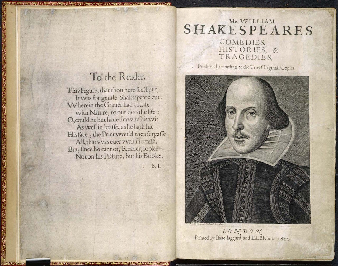 The First Folio from 1623 of Shakespeare's plays (courtesy British Library)