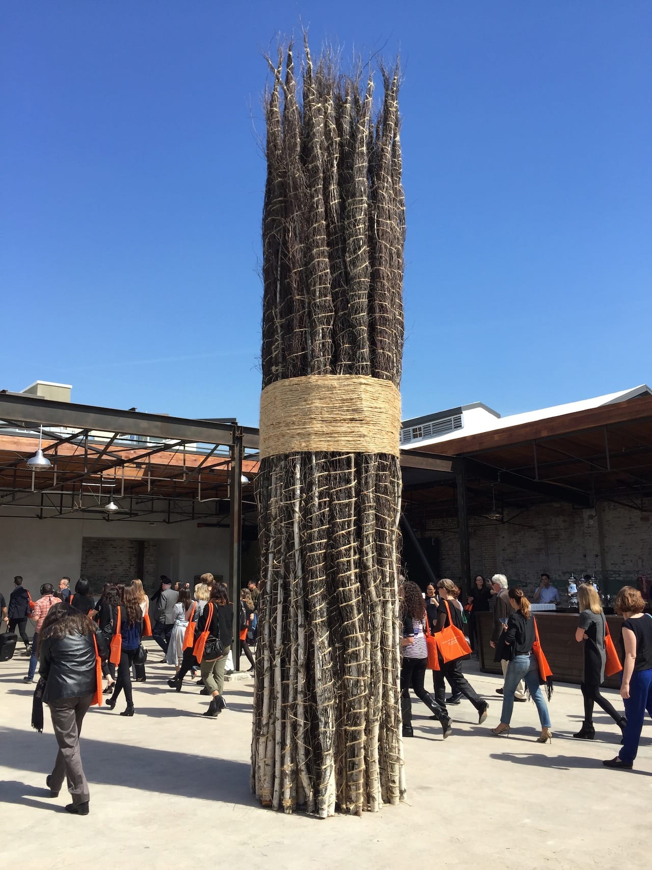 Jackie Winsor, "30 to 1 Bound Trees" (1971-72 / 2016), Trees, hemp, 20 x 5 x 5 feet