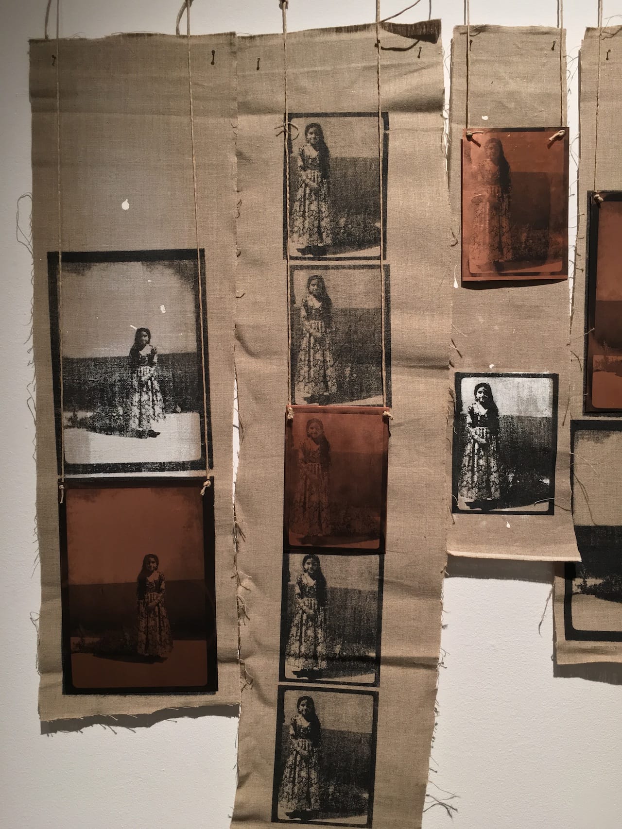 Al Dowayan, "The Girls" (5 pieces) (2015), canvas, copper, string, 24 79, 22 x 96, 16 x 61, 20 x 73, 22 x 74 cm