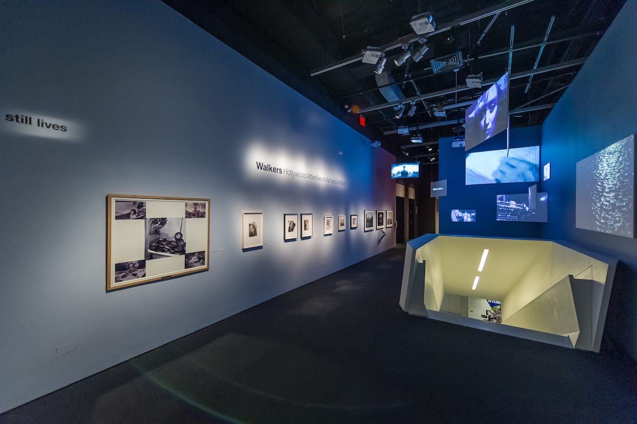 Installation view of the exhibition “Walkers: Hollywood Afterlives in Art and Artifact,” at Museum of the Moving Image, November 7, 2015–April 10, 2016. Organized by independent curator Robert M. Rubin. More information at http://movingimage.us/Walkers. Photo credit: Thanassi Karageorgiou / Museum of the Moving Image.