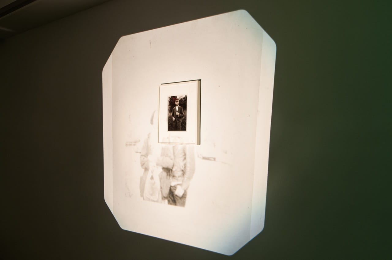 Hilton Als,&nbsp;Stormé, Bobbie, and the Rest,&nbsp;2016, 57 x 61 inches, overhead projector with transparency of Bobbie Derecktor; Diane Arbus, Stormé&nbsp;standing in the park with a cigarette, NYC,&nbsp;1961, 14 ½ x 17 ½ inches (framed), gelatin silver print