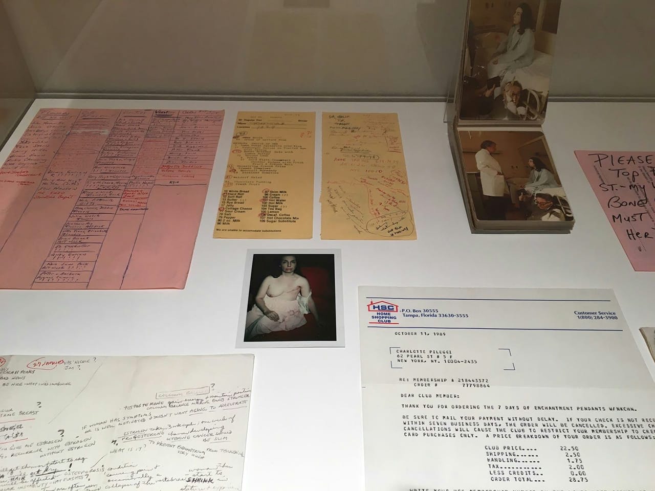 A virtine of items from Moorman's archive in 'Don’t Throw Anything Out'