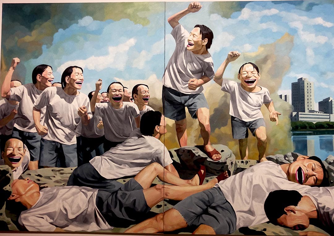 Yu Minjun, "La Liberte guidant le peuple" (1995)