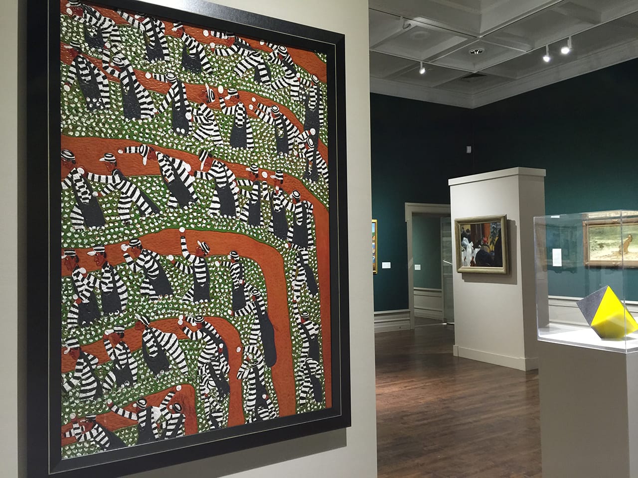 Winfred Rembert's “Chain Gang Picking Cotton #2” on view in the Muskegon Museum of Art's permanent collection galleries (click to enlarge)