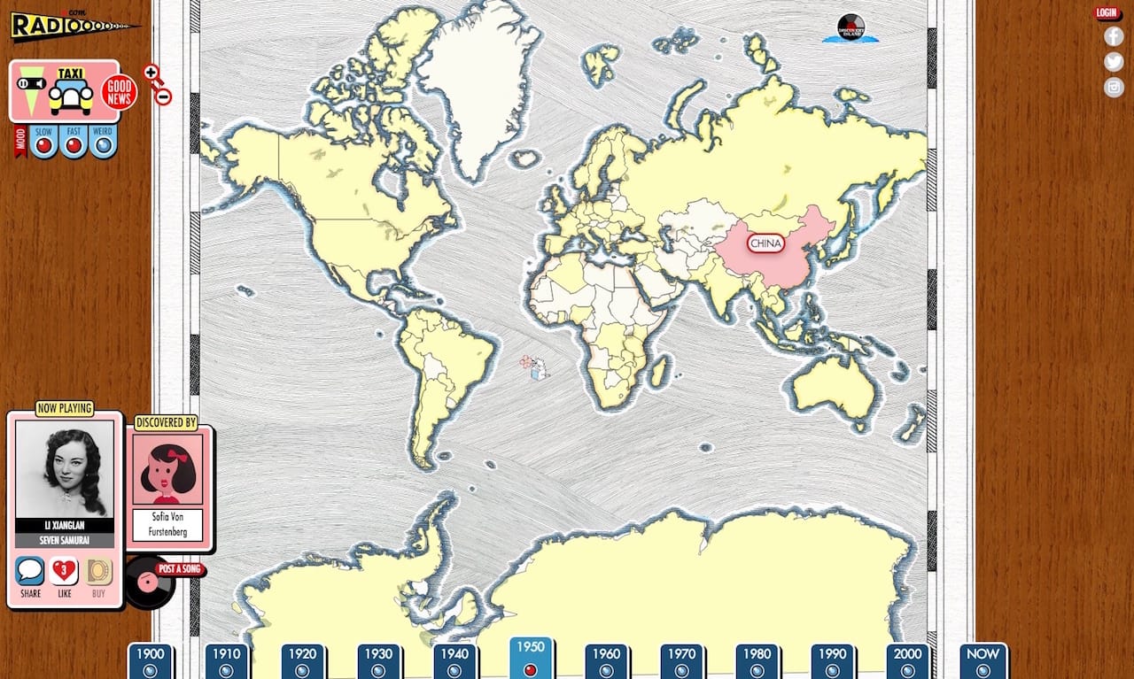 Radiooooo's website (screenshot via radiooooo.com)