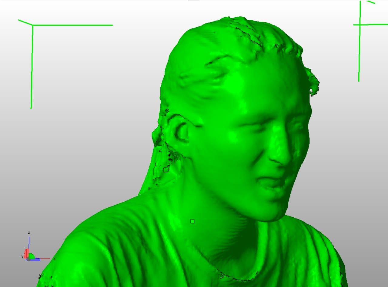 Raw scans made by a Kinect by Fred Kahl, created within one meter of a subject under perfect scanning conditions. A scan of this size, Kahl says, would require about 30 seconds of continuous exposure (image courtesy Fred Kahl)