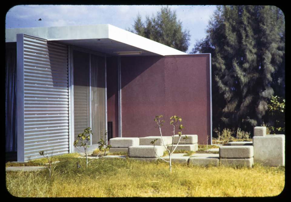 Frey residence, Palm Springs, Calif., 1941 DescriptionExterior photograph of the east side with kitchen garden, residence of Albert Frey (Frey residence 1), 1150 Paseo El Mirador, Palm Springs, California, 1941.