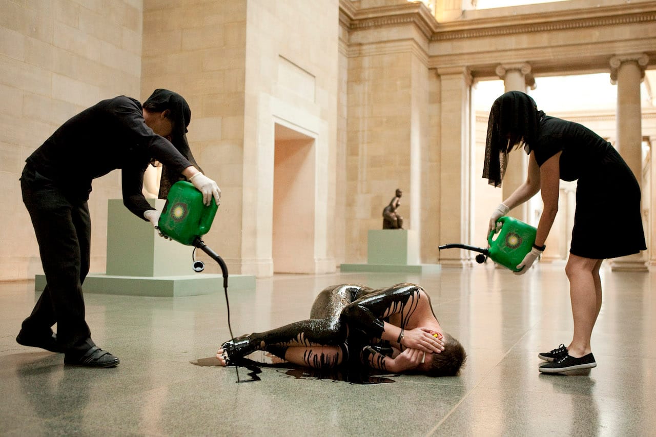 Liberate Tate's "Human Cost" performance (2011) at Tate Britain (photo by Amy Scaife, courtesy Liberate Tate)