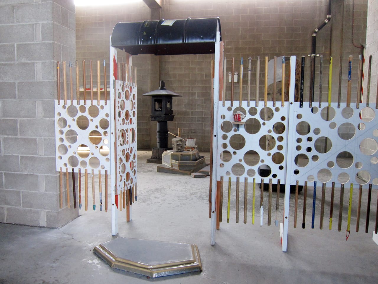 Installation view of 'Tom Sachs: Tea Ceremony' at the Noguchi Museum