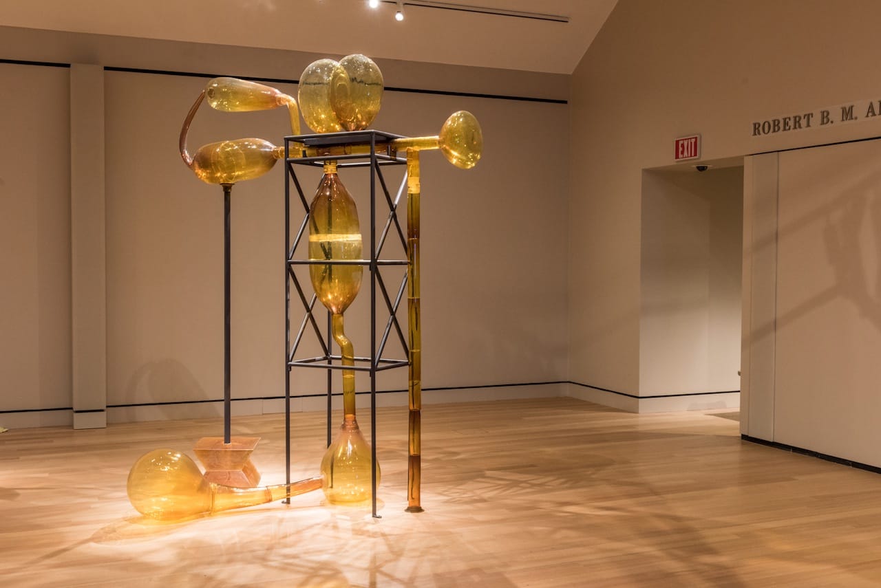 Maria Magdalena Campos-Pons, 'Alchemy of the Soul, Elixir for the Spirits' (detail, 2015), blown glass, steel, cast resin, silicone, and acrylic, at the Peabody Essex Museum (photo by Peter Vanderwarker, © 2016 Peabody Essex Museum) 