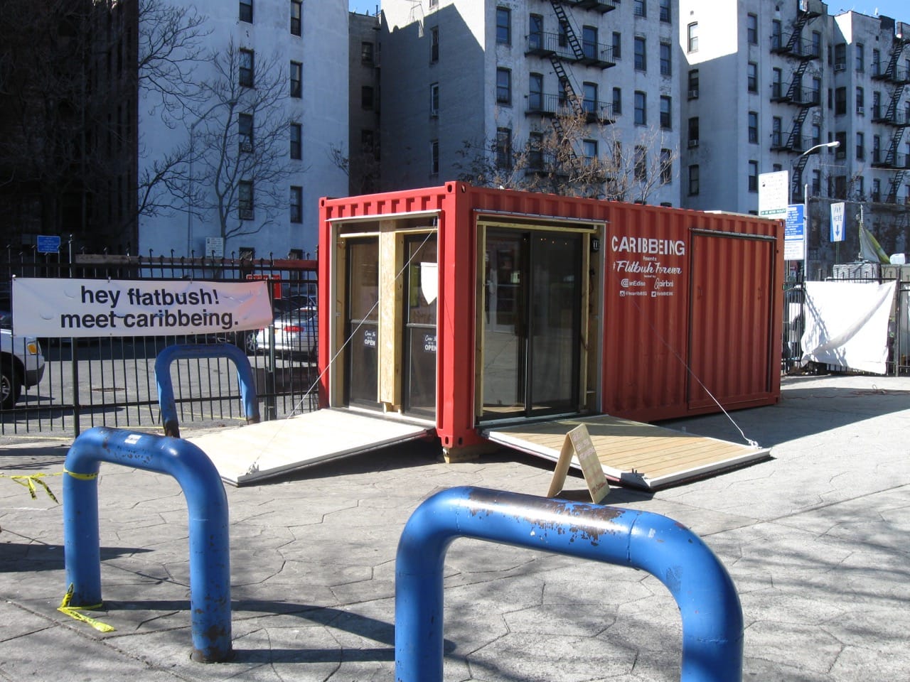 The CaribBeing House next to the Flatbush Caton Market. All images by the author for Hyperallergic