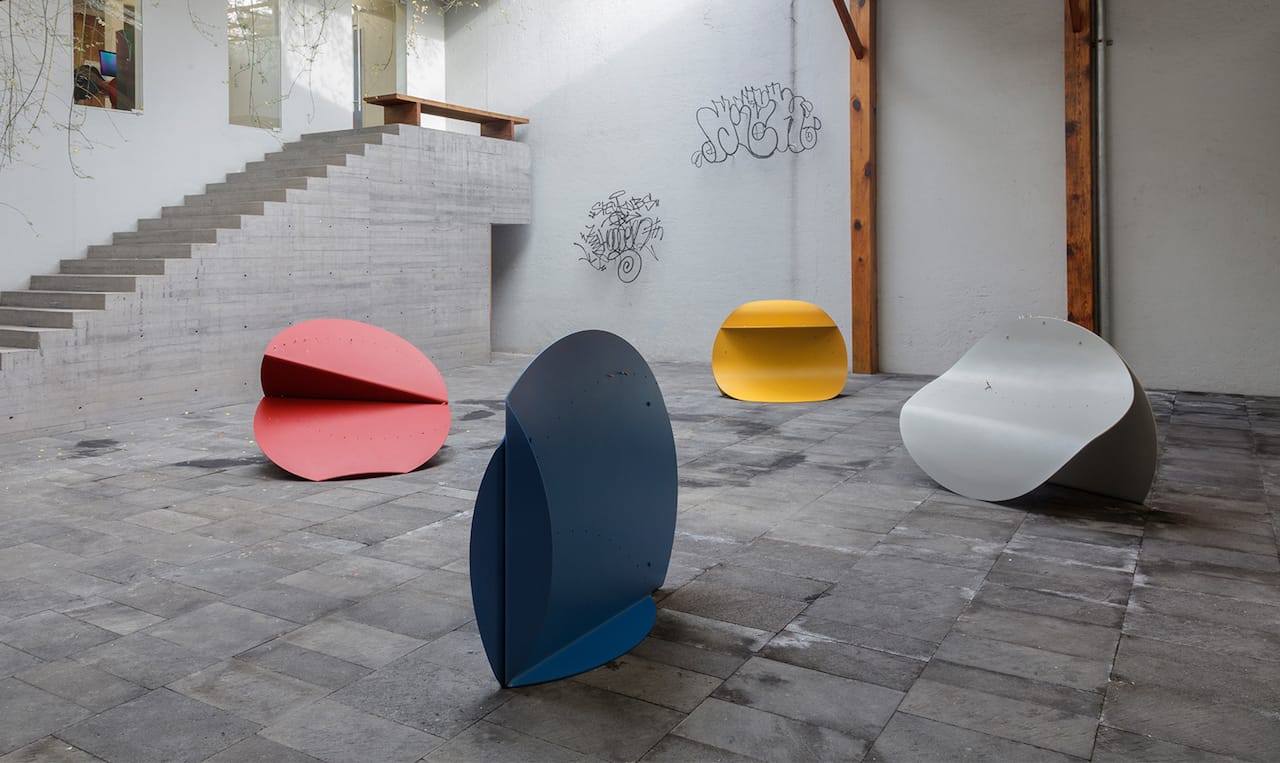 Installation view of 'XYLAÑYNU' with Gabriel Kuri's "this, please" (2010) in the foreground