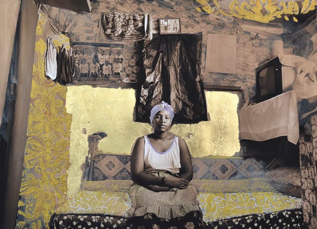 Zwelethu Mthethwa and Louis Jansen van Vuuren, "Madonna of the Box" (2013), mixed media on cotton paper, 59 x 43 cm (image courtesy of Brundyn+)