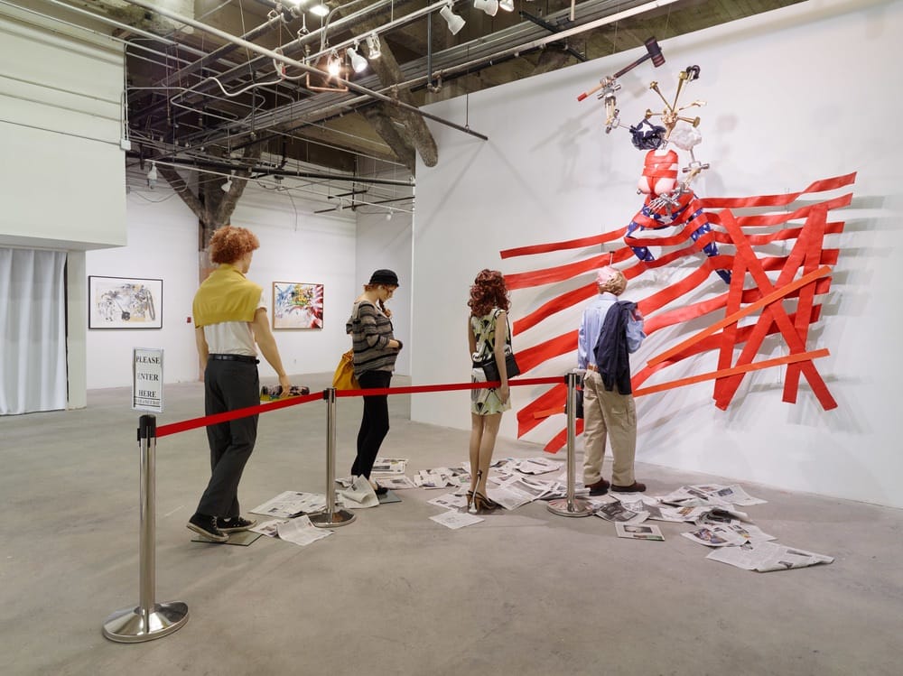 Ed Bereal, "Miss America: Manufacturing Consent (Upside down and backwards)" (2000-2015), Mixed Media, 10’ x 12 1/2’ x 16’ (via harmonymurphygallery.com)