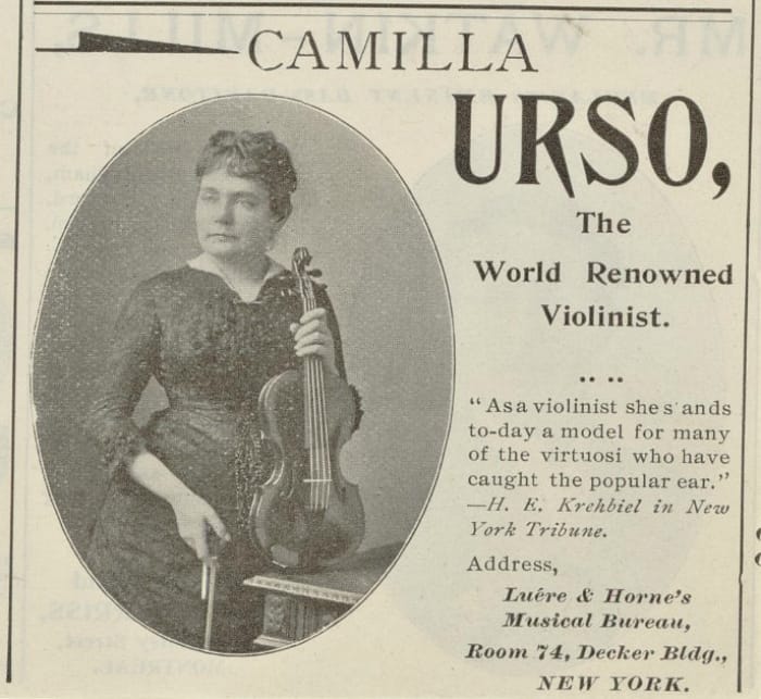 Camilla Urso in an advertisement (via Bibliothèque Nationale de France)