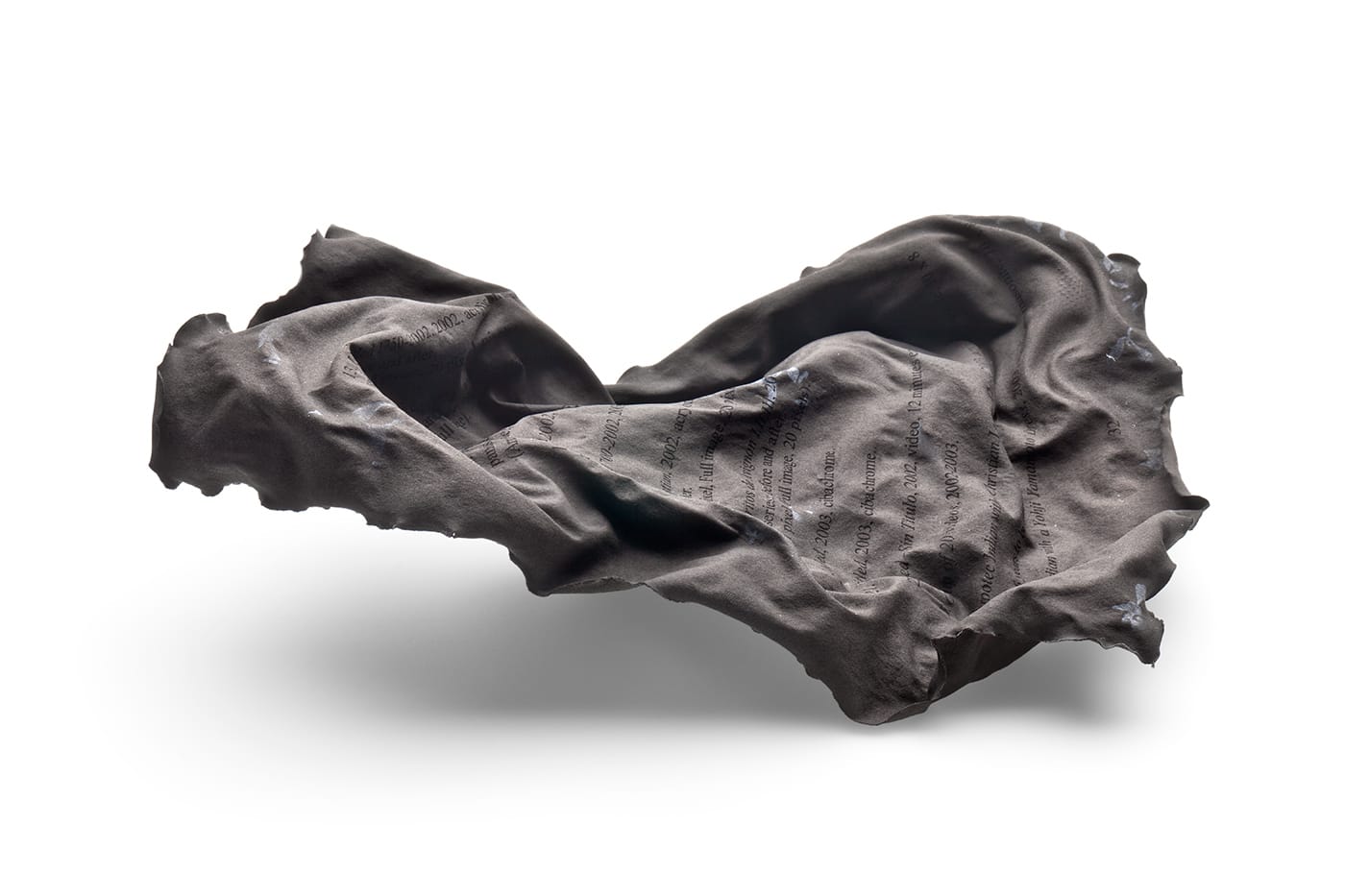 Gabriel de la Mora, "Catalogue of the exhibition" (2009), burned paper (courtesy the artist)