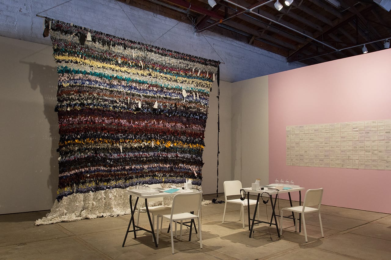 Installation view, 'Getting Real' at the Center for Contemporary Arts, with Emma Levitt’s "In the Presence of Absence" at left (photo courtesy Angie Rizzo) (click to enlarge)