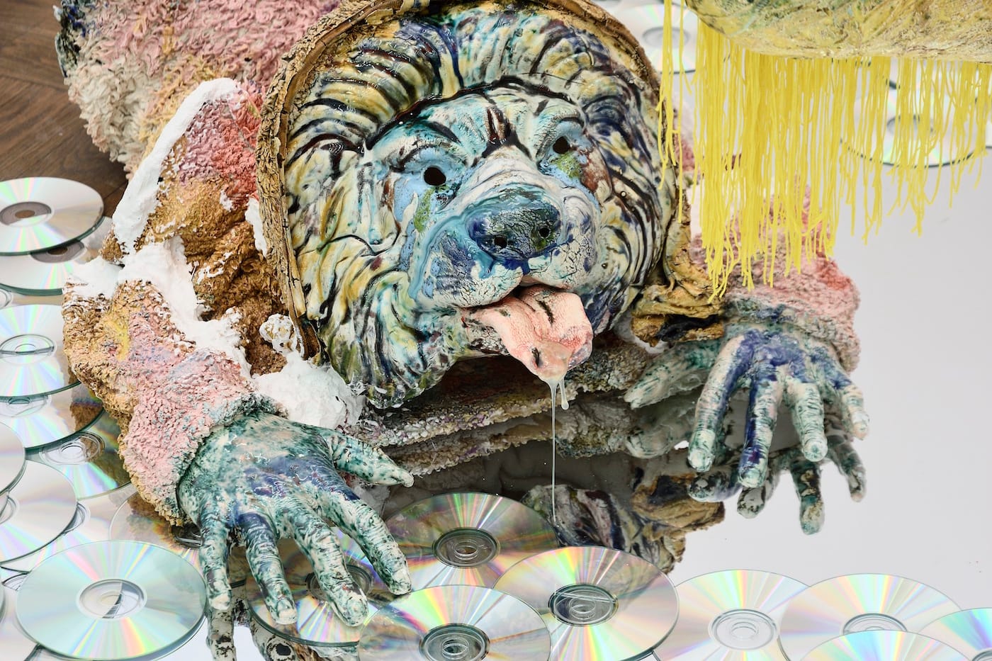 "Star" (2016), porcelain, textile, cd-s, plastic mirror, foam, silicone, parachute, rubber eyeballs (courtesy Temnikova Kasela)