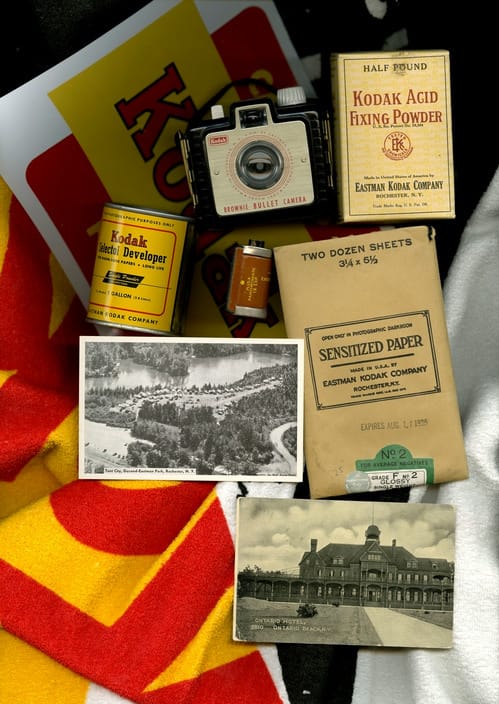 USA. Rochester, NY. 2012. Postcards from Rochester with Kodak paraphernalia.