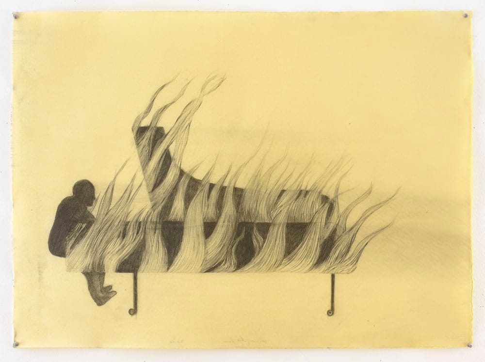 Sandra Vásquez de la Horra, "Momento Efímero (Fleeting Moment)" (2016), graphite on paper, wax, 30 3/4 x 42 1/4 inches (all images © Sandra Vásquez de la Horra and courtesy David Nolan Gallery, New York)