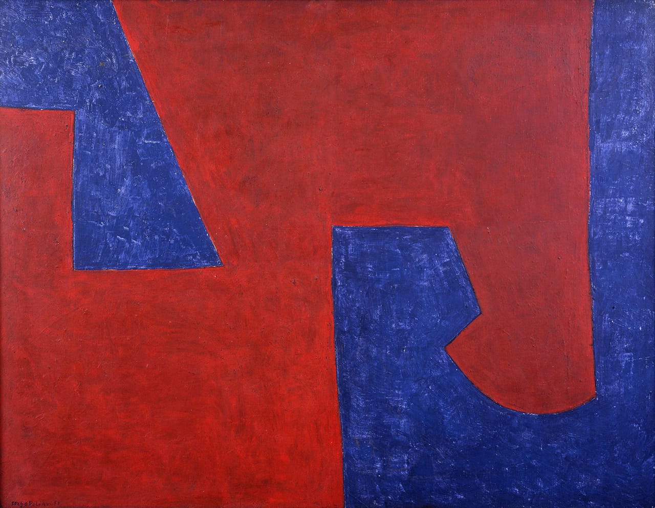 Serge Poliakoff, “Blue Rouge” (1951), Oil on canvas 35 x 45 3/4 inches © 2016 Artists Rights Society (ARS), New York / ADAGP, Paris