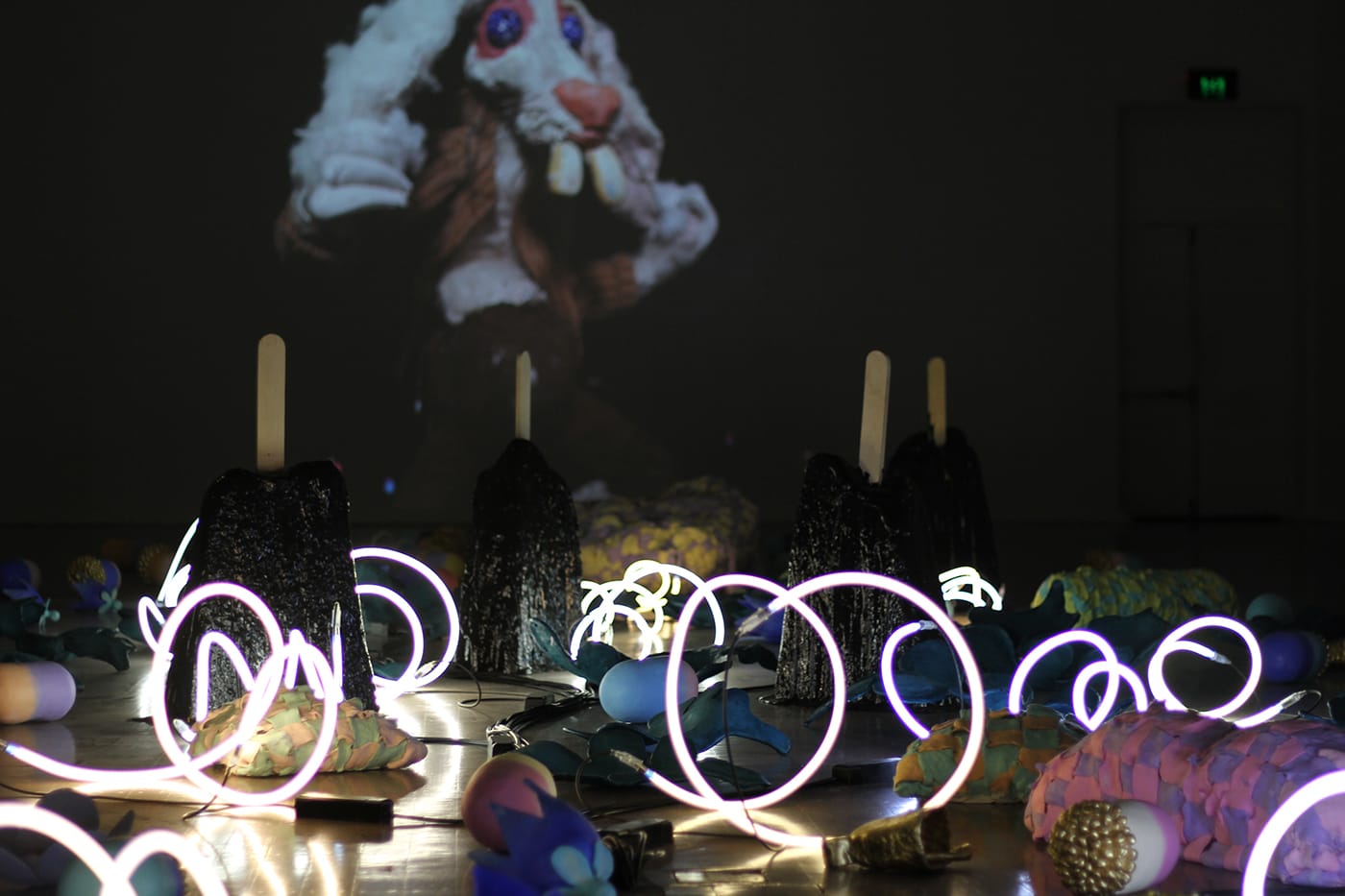 Nathalie Djurberg and Hans Berg, "The Secret Garden" (detail, 2015) (all photos by the author for Hyperallergic)