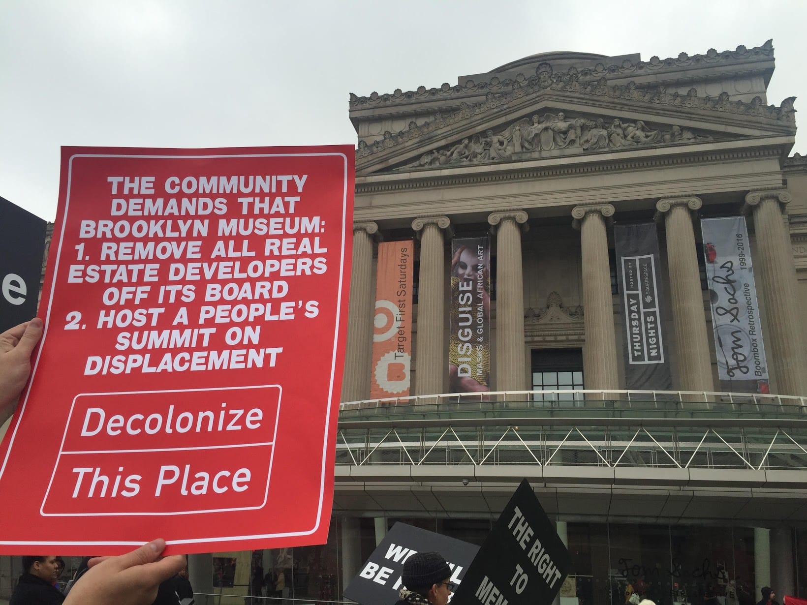 The demands of protesters. (image courtesy Decolonial Cultural Front)